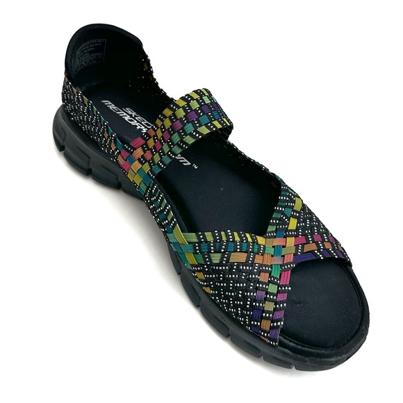 Skechers Lightweight Memory Foam Rainbow Parallel Woven Textile Open Toe Sandals - Picture 1 of 9